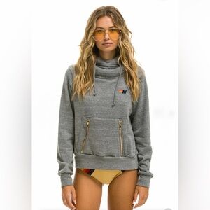Aviator Nation Ninja Pullover Hoodie-Heather Gray size S